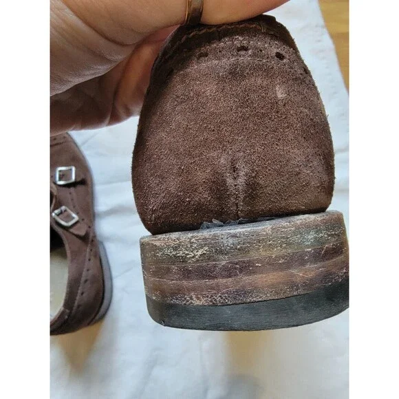 Aquatalia Men's Gavin Suede Monk-Strap‎ Loafer Color Brown Size 8.5M Italy